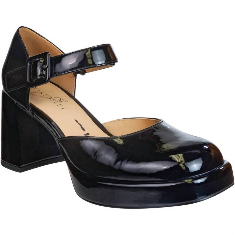 NEW NAKED FEET women's estonia mary jane heeled clogs in black